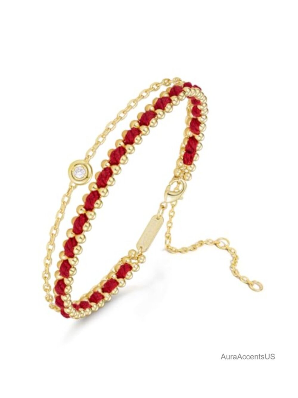 Layered Stack Bracelet for Women, 14K Gold Plated Strand Bracelet with Zircon
